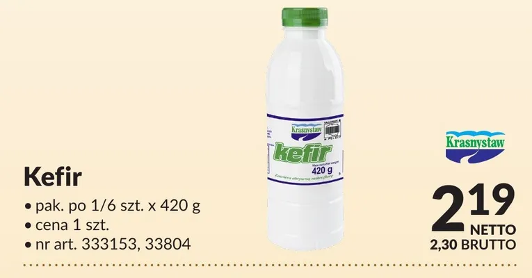 Kefir Krasnystaw pak. po 1/6szt. nr art. 333153,33804 promocja w Makro