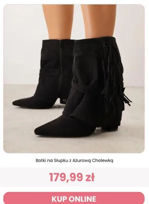 Botki na słupku z ażurową cholewką Renee promocja w Renee