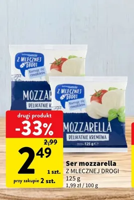 Ser mozzarella Z Mlecznej Drogi promocja w Intermarche