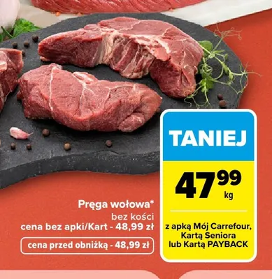 Pręga wołowa bez kości promocja w Carrefour Market