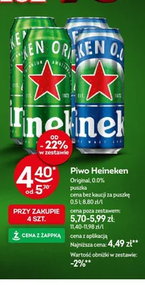 Piwo Heineken Original promocja w Żabka