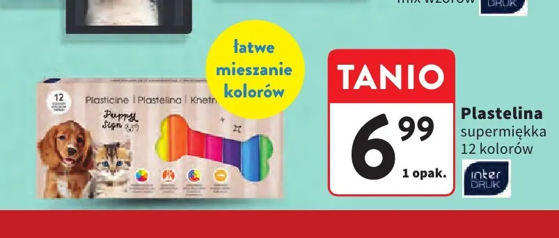 Plastelina supermiękka Interdruk 12 kolorów promocja w Intermarche