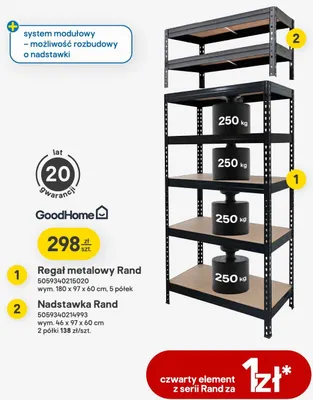 Regał metalowy GoodHome Rand promocja w Castorama