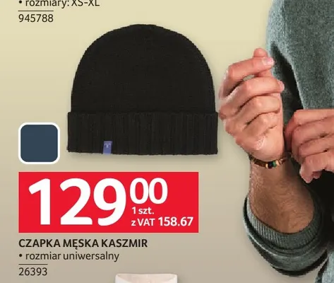 Czapka męska kaszmir promocja w Selgros