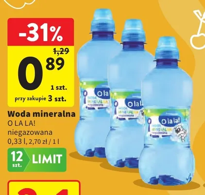 Woda mineralna niegazowana O La La! promocja w Intermarche