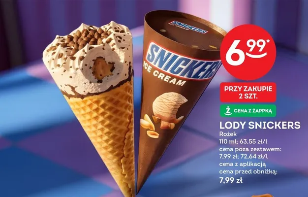 Lody Snickers Rożek Ice Cream promocja w Żabka