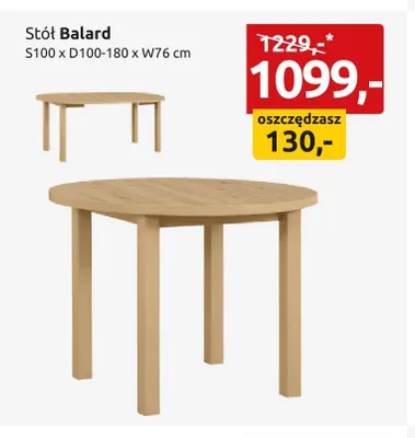 Stół Balard S100xD100-180xW76cm promocja w Black Red White