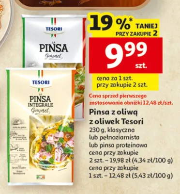 Pinsa klasyczna z oliwek Tesori lub pełnoziarnista lub jako szpinakowo promocja w Auchan