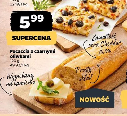 Focaccia z czarnymi oliwkami promocja w Netto