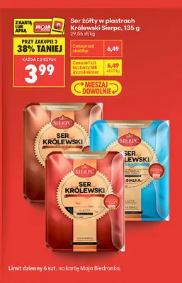 Ser żółty w plastrach Królewski Wędzony Sierpc promocja w Biedronka