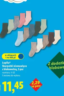 Skarpetki niemowlęce z biobawełną 5 par, rozmiary: 11-22 promocja w Lidl