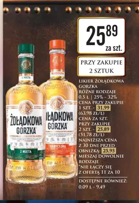 Likier Żołądkowa Gorzka z miętą promocja w Dino
