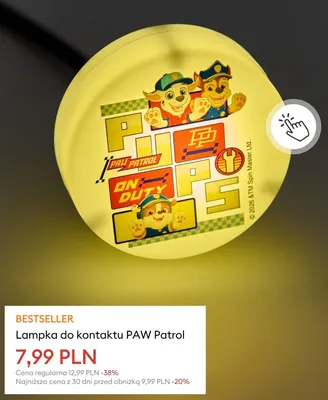 Lampka do kontaktu PAW Patrol promocja w Sinsay