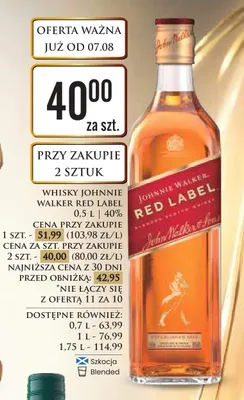 Whisky Johnnie Walker Red Label promocja w Dino