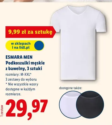 Podkoszulki męskie z bawełny, 3 sztuki promocja w Lidl