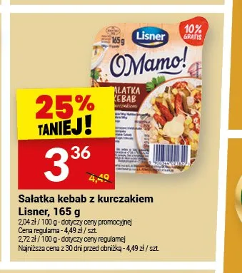 Sałatka kebab z kurczakiem Lisner promocja w Twój Market