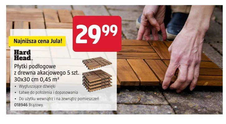 Płytki podłogowe z drewna akacjowego Hard Head 5-pak promocja w Jula