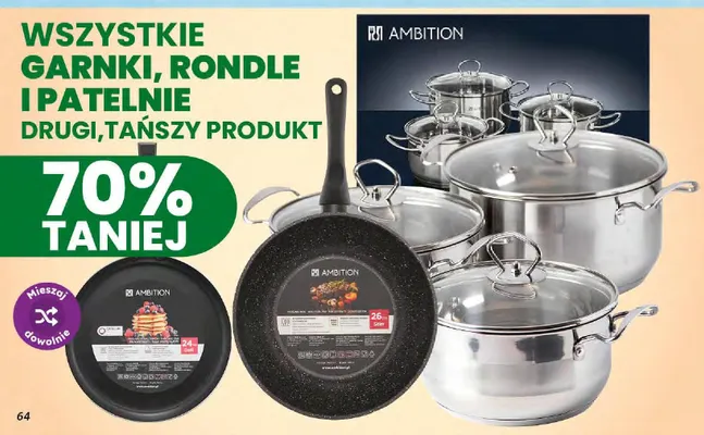 Garnki, rondle i patelnie Ambition promocja w Dino