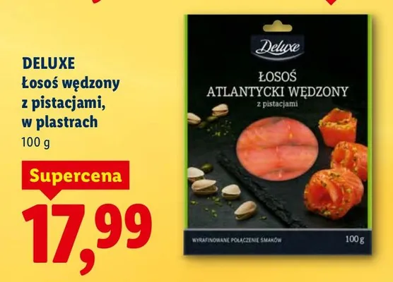 Łosoś wędzony z pistacjami, w plastrach promocja w Lidl