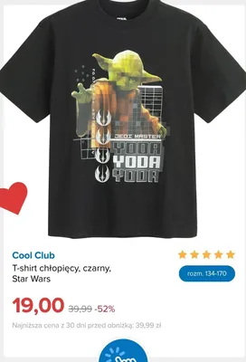 T-shirt chłopięcy Cool Club czarny Star Wars promocja w Smyk