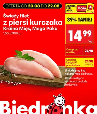 Świeży filet z piersi kurczaka Kraina Mięs Mega Paka promocja w Biedronka