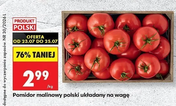 Pomidor malinowy polski układany na wagę promocja w Biedronka