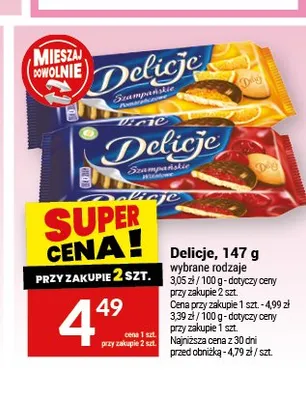 Ciastka Delicje Szampańskie Wiśniowe promocja w Twój Market