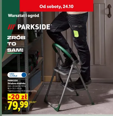 Składana drabinka Parkside 46,5x55,5x85 cm promocja w Lidl