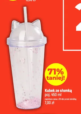 Kubek ze słomką 450 ml promocja w Dealz
