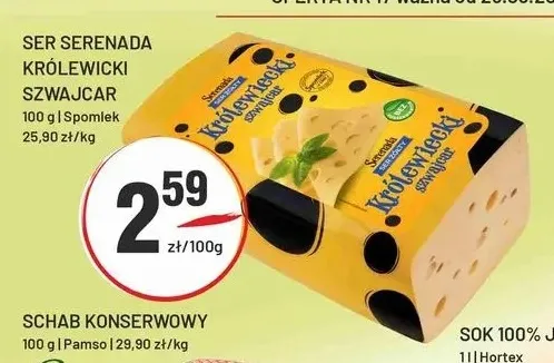 Ser Królewiecki szwajcar Serenada promocja w Sedal