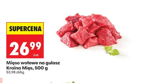 Mięso wołowe na gulasz Kraina Mięs promocja w Biedronka