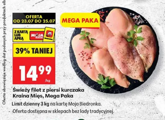 Świeży filet z piersi kurczaka Kraina Mięs Mega Paka promocja w Biedronka