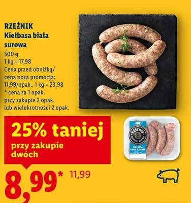 Kiełbasa biała surowa 500 g promocja w Lidl