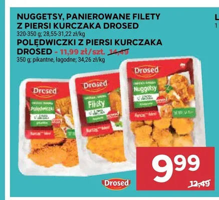 Nuggetsy, panierowane filety z piersi kurczaka Drosed promocja w Stokrotka