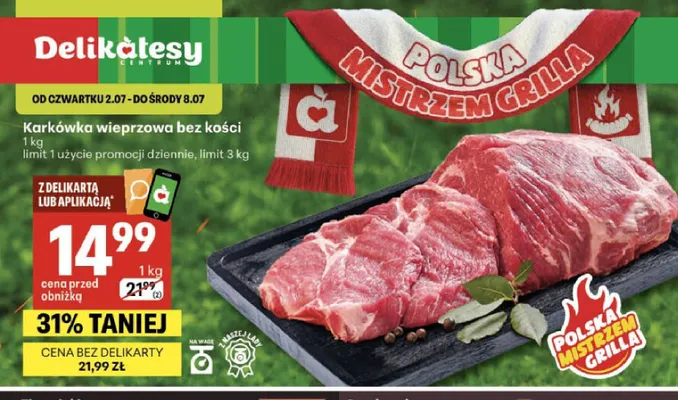 Karkówka wieprzowa bez kości promocja w Delikatesy Centrum