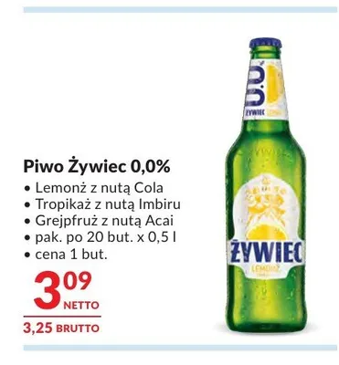 Piwo bezalkoholowe Żywiec Lemonż z nutą Cola promocja w Makro