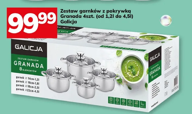 Zestaw garnków z pokrywką Granada 4szt. (od 1,2l do 4,5l) promocja w Hitpol