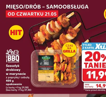 Szaszłyk drobiowy w marynacie z papryką i cebulą Let's BBQ promocja w Kaufland