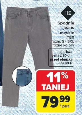 Spodnie jeans męskie TEX różne kolory promocja w Carrefour