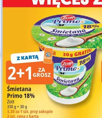 Śmietana Primo 18% promocja w Leclerc