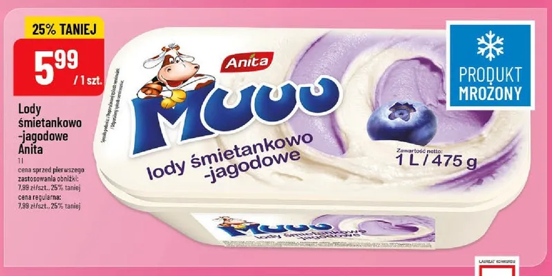 Lody śmietankowo-jagodowe Anita Muuu promocja w POLOmarket
