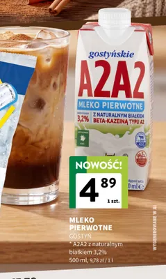 Mleko pierwotne A2A2 z naturalnym białkiem Gostyń 3,2% promocja w Intermarche
