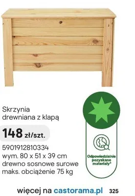 Skrzynia drewniana z klapą promocja w Castorama