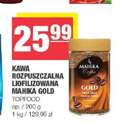 Kawa rozpuszczalna liofilizowana Mahika Gold promocja w SPAR