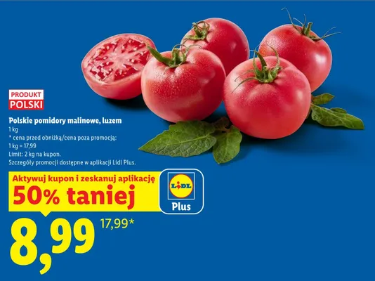 Pomidory malinowe polskie luzem promocja w Lidl