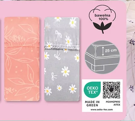 Prześcieradło na gumce, bawełniane jersey z nadrukiem 220x200 cm promocja w Biedronka