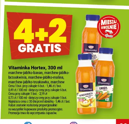Sok Vitaminka marchew-jabłko-malina Hortex promocja w Twój Market