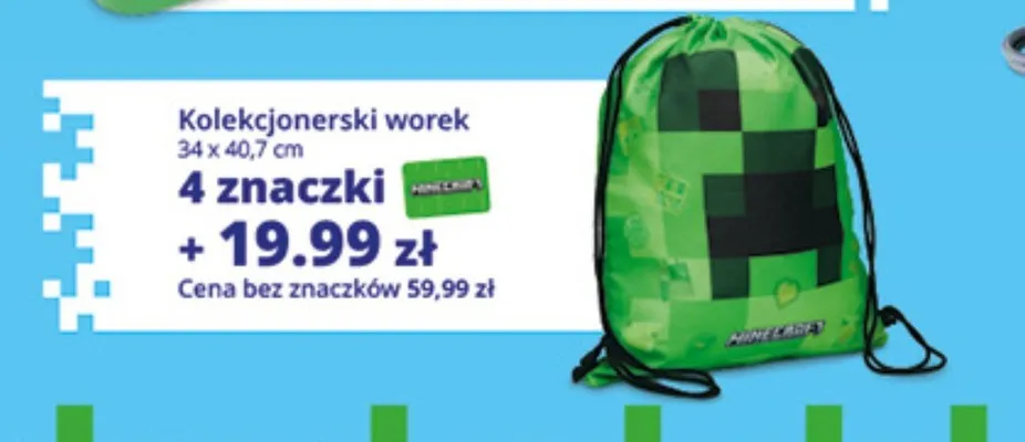 Kolekcjonerski worek Minecraft promocja w Auchan