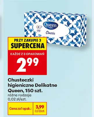 Chusteczki higieniczne Delikatne Queen promocja w Biedronka