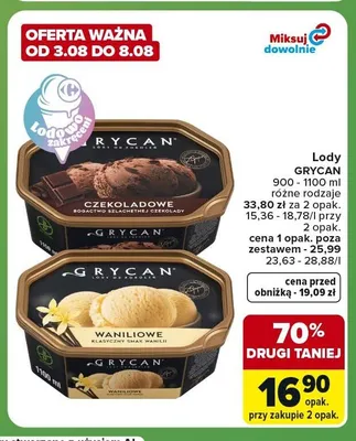 Lody czekoladowe Grycan promocja w Carrefour Express